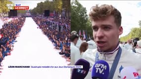 Léon Marchand à la parade des JO: "Je suis beaucoup plus posé qu'il y a un mois et demi"