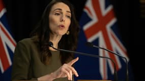 La Première ministre néo-zélandaise Jacinda Arden lors d'une conférence de presse, le 17 août 2020 à Wellington