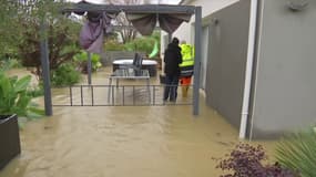 Une maison de Mésanger, en Loire-Atlantique, sous les eaux le 9 octobre 2024