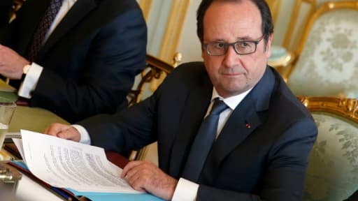 Le président François Hollande le 13 avril 2016 à l'Elysée à Paris