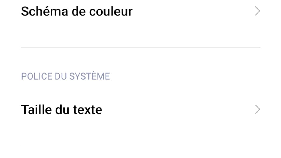 Capture d'écran "Luminosité" Menu