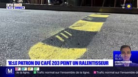 1er : le patron du Café 203 peint un ralentisseur