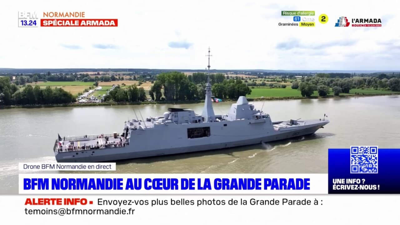 Armada le premier navire parti de Rouen, la Fremm Normandie, arrive à