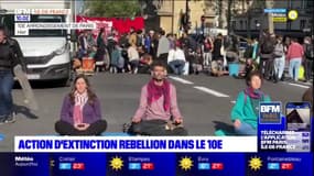 Paris: action d'Extinction Rebellion dans le 10e arrondissement