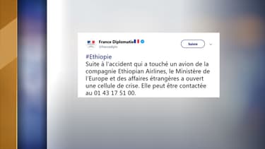 Le ministère des Affaires étrangères a ouvert un numéro pour donner des informations sur le crash d'Ethiopian Airlines.
