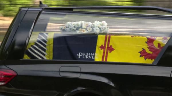 Queen Elizabeth II's coffin leaves Balmoral, Scotland on September 11, 2022.