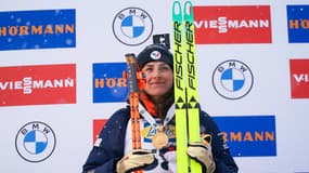 Justine Braisaz-Bouchet championne du monde du sprint à Lenzerheide, le 14 février 2025.