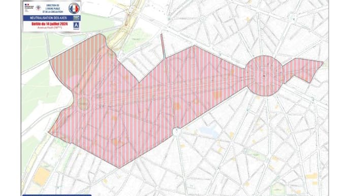 Le périmètre de sécurité qui sera mis en place le 14 juillet 2024. Le périmètre de sécurité qui sera mis en place le 14 juillet 2024.