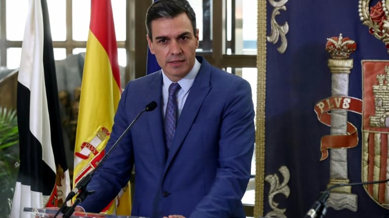 Le Premier ministre espagnol Pedro Sanchez à Ceuta le 23 mars 2022 dans une image diffusée par son bureau