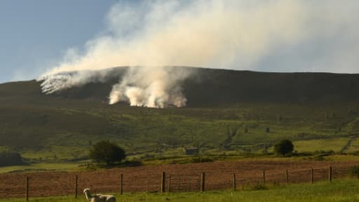 Incendie dans la lande près de Greenfield, dans le nord-ouest de l'Angleterre, le 27 juin 2018