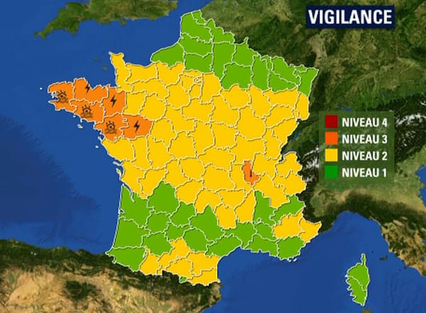Sept départements sont encore en vigilance oranges ce lundi à 16h. Sept départements sont encore en vigilance oranges ce lundi à 16h.