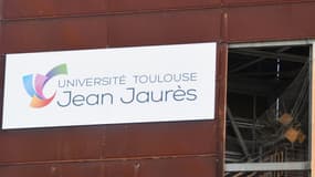 Le logo de l'université Jean Jaurès à Toulouse, le 30 avril 2018