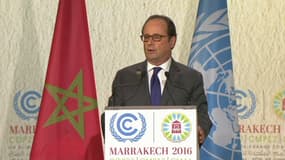 François Hollande à Marrakech au Maroc, pour la COP22