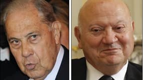 Des peines de deux ans de prison avec sursis, 100.000 euros d'amende et deux ans de privation des droits civiques ont été requises jeudi à Versailles contre les ex-ministres André Santini (à droite) et Charles Pasqua, jugés pour détournement de fonds publ