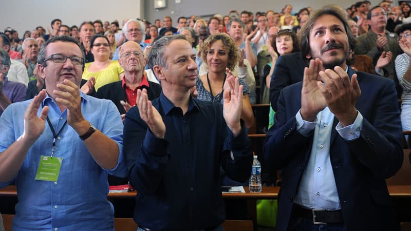 Christian Paul, Laurent Baumel et Jérôme Guedj lors de l'université d'été du PS, le 30 août.