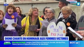 Digne-les-Bains: une vingtaine de personnes chantent en hommage des femmes victimes