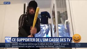 Un supporter de l'OM casse des TV