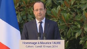 François Hollande a participé lundi 10 mars 2014 à Cahors aux obsèques de Maurice Faure.