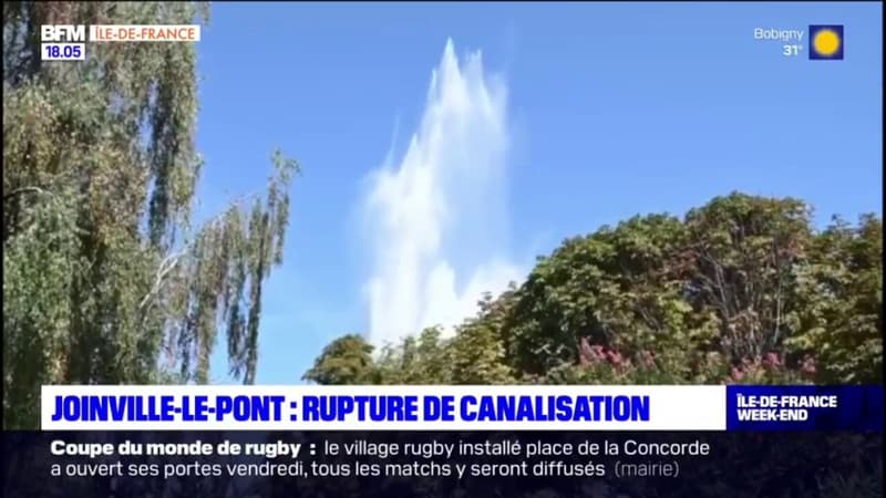 Joinville-le-Pont: une rupture de canalisation provoque un important jet d'eau