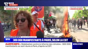 Retraites: "Si on est là pour l'instant, c'est qu'on y croit", explique une syndicaliste CFDT dans le cortège parisien, malgré une mobilisation en baisse