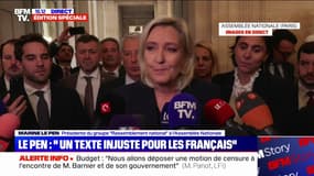 Marine Le Pen (RN): des décisions "profondément injustes à l'égard des Français"