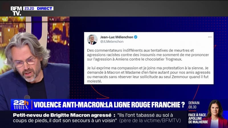 Aymeric Caron (LFI) réagit au tweet de Jean-Luc Mélenchon sur l'agression du petit-neveu de Brigitte Macron