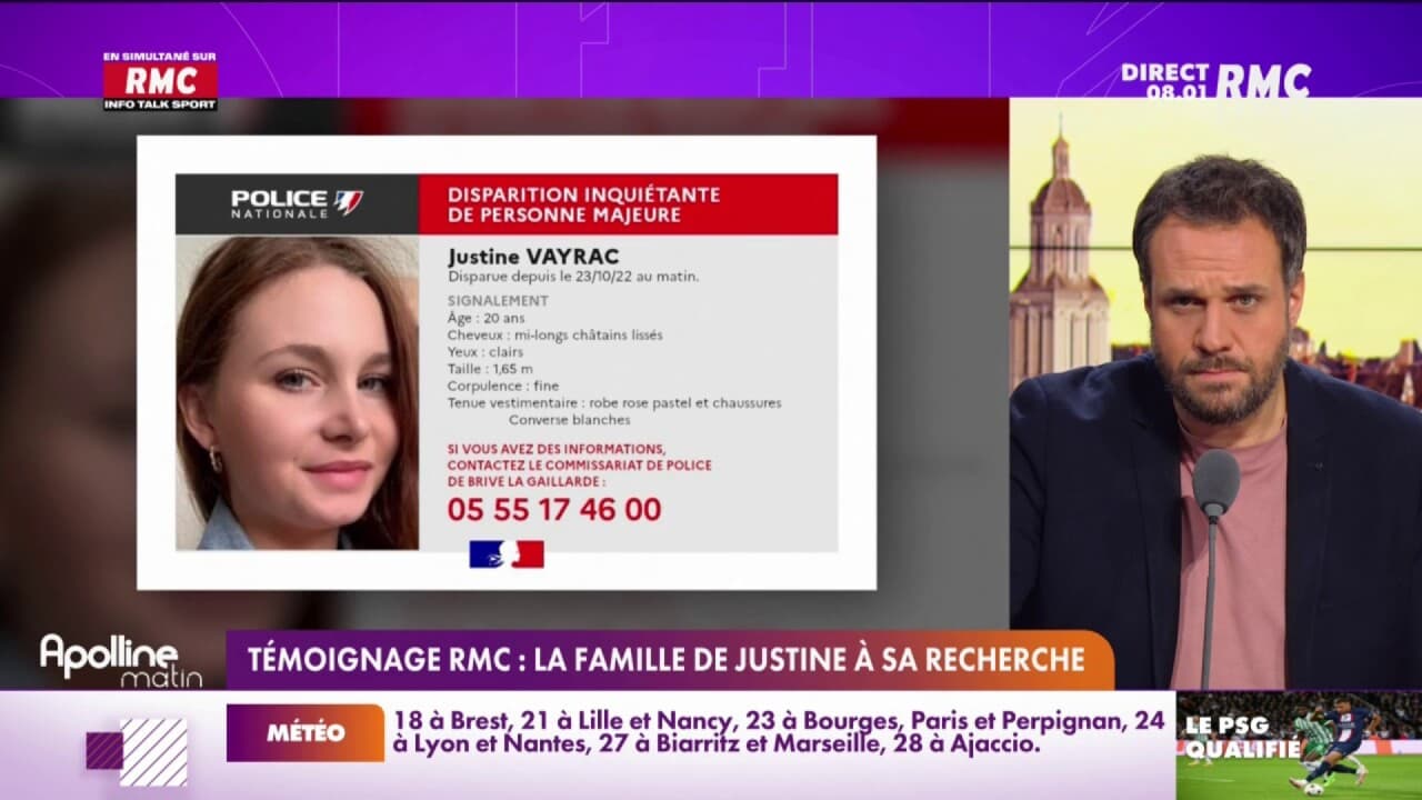 Taira Rmc Témoignage RMC: la famille de Justine à sa recherche