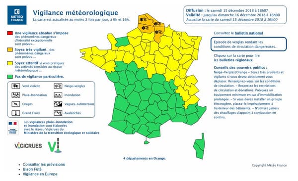 Les départements concernés par l'alerte