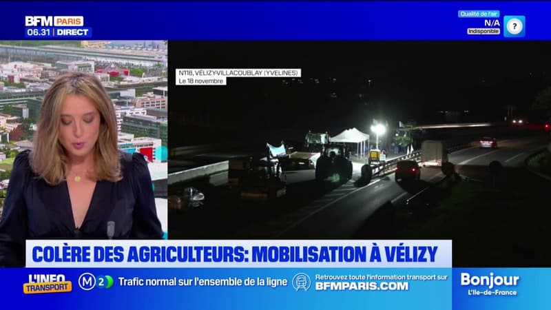 Vélizy: mobilisation des agriculteurs sur la N118