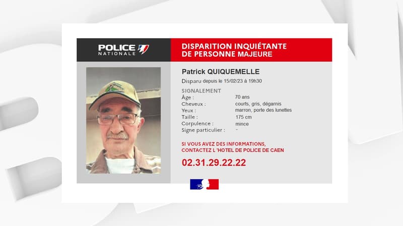 L'homme a été vu pour la dernière fois le 16 février dernier à 5h du matin. 