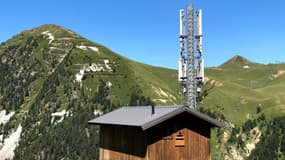 Un site mobile 4G en montagne.