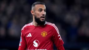 Le Marocain Noussair Mazraoui lors d'un match de Manchester United en Premier League, novembre 2024