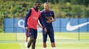 Ousmane Dembélé et Kylian Mbappé à l'entraînement