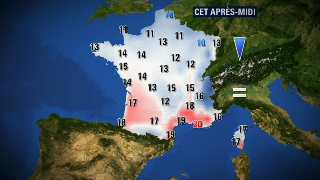 Les températures jeudi après-midi. Les températures jeudi après-midi.