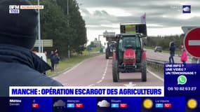 Manche: opération escargot des agriculteurs à Cherbourg-en-Cotentin