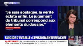 Suicide d'Evaëlle: "Je suis soulagée, la vérité éclate enfin", déclare l'enseignante après l'annonce de sa relaxe