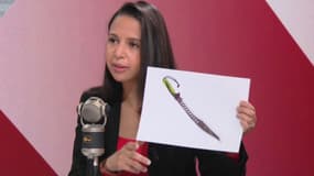 La députée Naïma Moutchou montre un "couteau zombie" sur RMC et BFMTV le 29 mai 2025