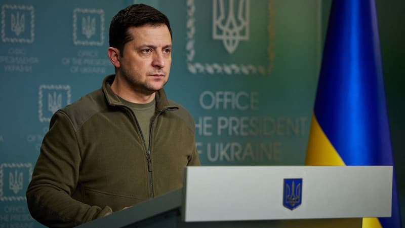 Le président Volodymyr Zelensky le 25 février 2022. 