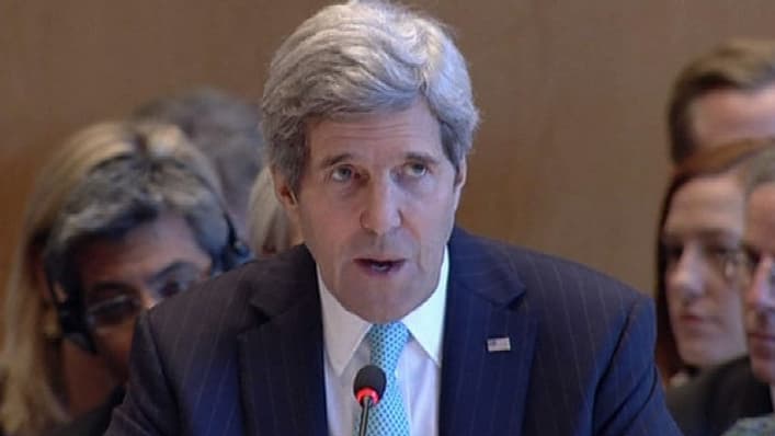 John Kerry pendant la conférence de paix, mercredi 22 janvier.