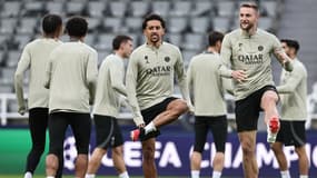 Marquinhos et Milan Skriniar avant le match du PSG contre Newcastle en Ligue des champions, le 03/10/2023