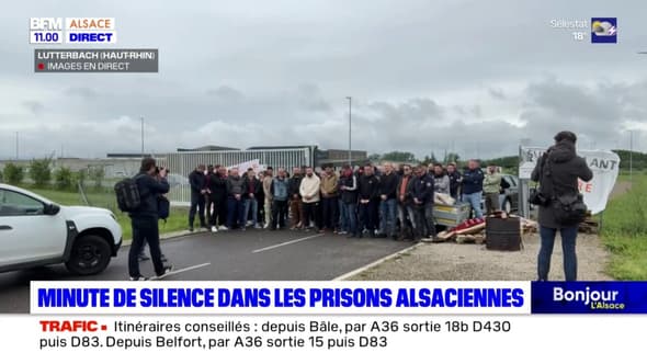 Fourgon pénitentiaire attaqué dans l'Eure: les images de la minute de silence observée à la prison de Lutterbach 