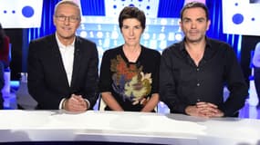Laurent Ruquier, Christine Angot et Yann Moix sur le plateau de l'émission "On n'est pas couché"