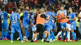 Pablo Fernandez, de dos, lors des échauffourées à l'issue du match Nice-OM, le 22 août 2021