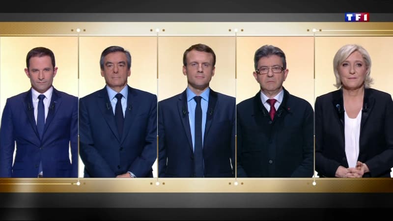 Les cinq candidats les plus médiatiques lors du débat de TF1.