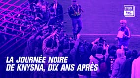 Raymond Domenech lit le communiqué des joueurs aux médias, le 20 juin 2010 à Knysna