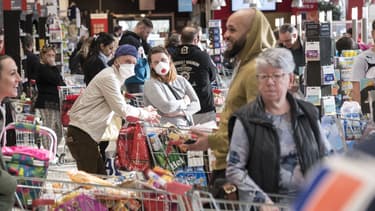 Photo prise le 16 mars dans un supermarché à Pfastatt (Haut-Rhin)