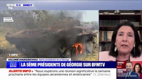 Allocution d'Emmanuel Macron: "On ne peut que se réjouir de voir que l'Europe se constitue en un ensemble puissant", affirme Salomé Zourabichvili, présidente de la Géorgie 