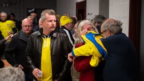 Les supporters suédois dans les coursives du stade Roi-Baudouin, le lundi 16 octobre 2023