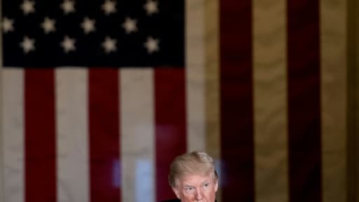 Donald Trump au cours d'une cérémonie d'hommage à un ancien sénateur républicain au Capitole, le 17 janvier 2018