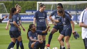 Les joueuses de l'équipe de France féminine de football à l'entraînement, le 23 mai 2019